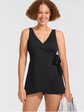 Black Wrap Swim Dress